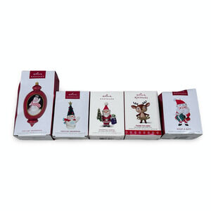 Hallmark Keepsake Christmas Ornament Snowman Reindeer Santa Lot 5 Employee Gift